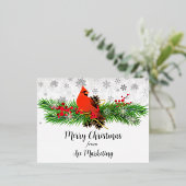 ビジネスメリークリスマス（鳥）ショウジョウコウカンチョウ 箔シーズンポストカード (立ち正面)