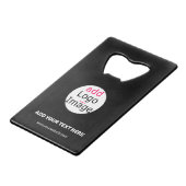 ビジネスモダンのカスタマイズ可能なロゴの追加ブラック クレジットカード栓抜き (裏面アングル)