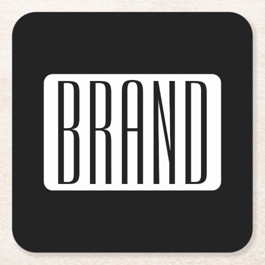 ビジネスモダンのブランド名または編集可能ブランド名 スクエアペーパーコースター (正面)