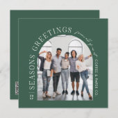 ビジネスモダンアーチフォトクリスマスグリーン シーズンカード (正面/裏面)