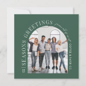 ビジネスモダンアーチフォトクリスマスグリーン シーズンカード (正面)