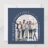 ビジネスモダンアーチフォトクリスマスネイビーブルー シーズンカード (正面)