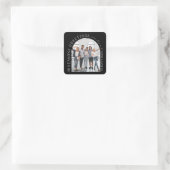 ビジネスモダンアーチフォトクリスマスブラック&ホワイト スクエアシール (バッグ)