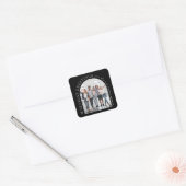 ビジネスモダンアーチフォトクリスマスブラック&ホワイト スクエアシール (封筒)