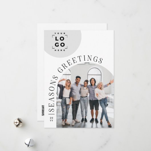 ビジネスモダンアーチフォトクリスマスホリデーカード シーズンカード (正面/裏面インサイチュ)