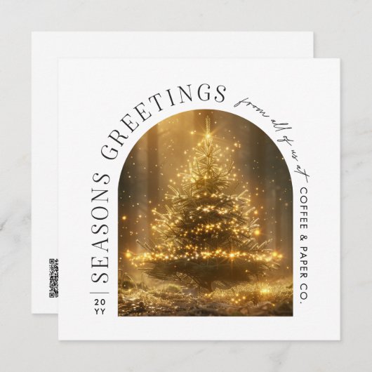 ビジネスモダンアーチフォトクリスマスホリデーカード シーズンカード (正面/裏面)