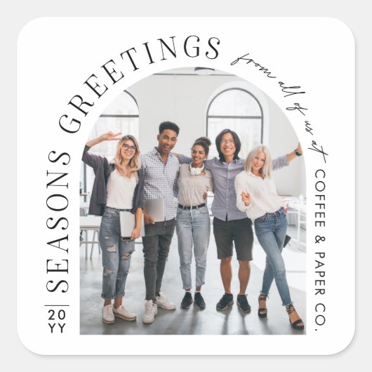 ビジネスモダンアーチフォトクリスマス スクエアシール (正面)