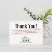 ビジネスモダンインサミニマルストライプ赤面ピンク サンキューカード (スタンド正面)