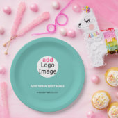 ビジネスモダンカスタムロゴフレッシュミントグリーン ペーパープレート (パーティー)