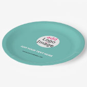 ビジネスモダンカスタムロゴフレッシュミントグリーン ペーパープレート (アングル)