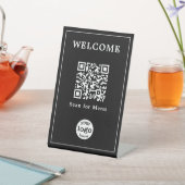 ビジネスモダンカフェレストランメニューQRコードロゴ 台座サイン (インサイチュ)