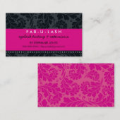 ビジネスモダンカーはっきりしたドが華やかなホットピンクブラック 名刺 (正面/裏面)