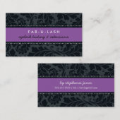 ビジネスモダンカーはっきりしたド紫色の黒 名刺 (正面/裏面)