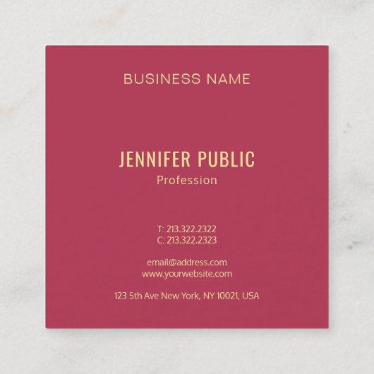 ビジネスモダンカードテンプレートシック金ゴールドモノグラム スクエア名刺 (裏面)