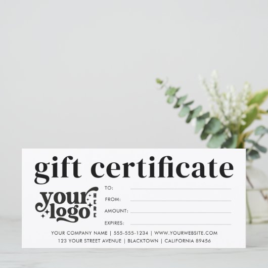 ビジネスモダンギフト券とロゴカスタム付き (スタンド正面)