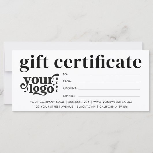 ビジネスモダンギフト券とロゴカスタム付き (正面)