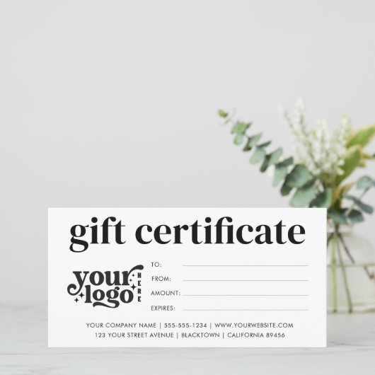 ビジネスモダンギフト券とロゴカスタム付き (スタンド正面)