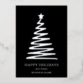 ビジネスモダンクミニマルリスマス企業のブラック 箔シーズンカード (正面)