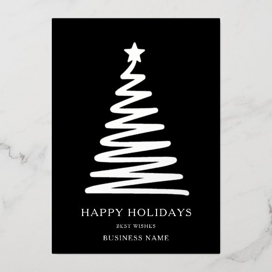 ビジネスモダンクミニマルリスマス企業のブラック 箔シーズンカード (正面)