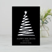 ビジネスモダンクミニマルリスマス企業のブラック 箔シーズンカード (立ち正面)