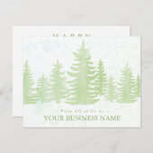 ビジネスモダングリーンパインツリーウォーターカラー シーズンカード (正面/裏面)