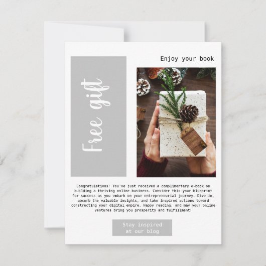 ビジネスモダングレイ無料ギフトEメールのプロモーション 案内状 (正面)