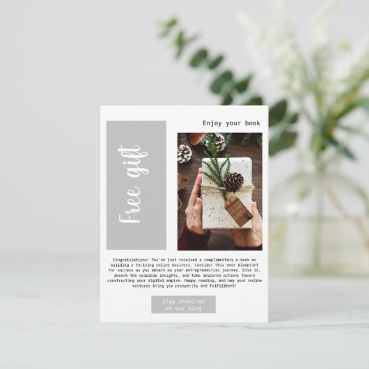 ビジネスモダングレイ無料ギフトEメールのプロモーション 案内状 (スタンド正面)