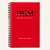 ビジネスモダンシンプルモノグラムのロゴ赤黒 ノートブック (正面)