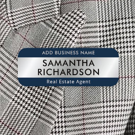 ビジネスモダンシンプル海軍ブルー&シルバー社員 名札