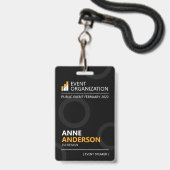 ビジネスモダンセミナー会議イベントバッジ バッジ (正面（ネックストラップ付）)