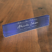 ビジネスモダンネイビーブルーエレガントプロフェッショナル デスクネームプレート (側面)