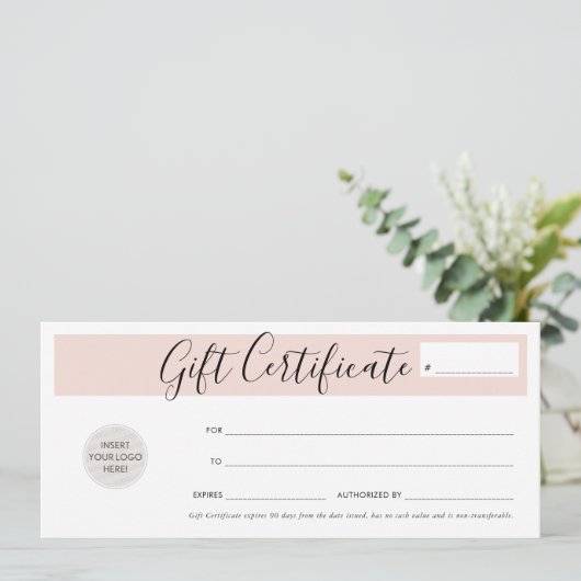 ビジネスモダンバウチャーエレガントピンクのロゴ 招待状 (スタンド正面)