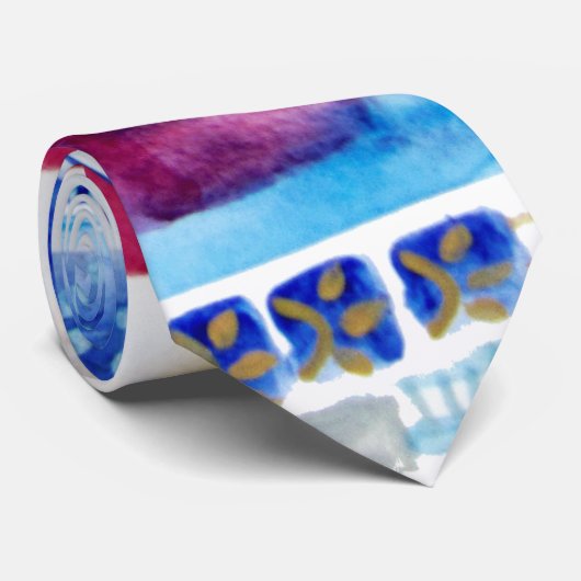 ビジネスモダンパターンAbstracブルーピンクイエロー ネクタイ (ロール)