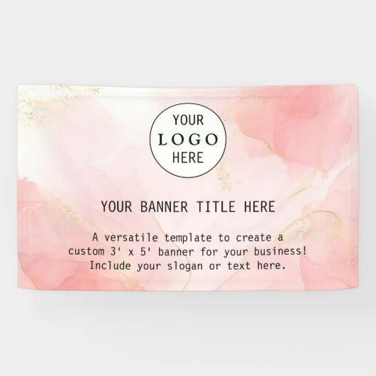 ビジネスモダンフェミニン赤面ピンクカスタムのロゴ 横断幕 (横)