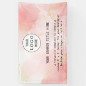 ビジネスモダンフェミニン赤面ピンクカスタムのロゴ 横断幕 (縦)