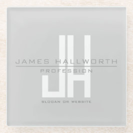 ビジネスモダンモノグラムの検索 | グレイ ガラスコースター