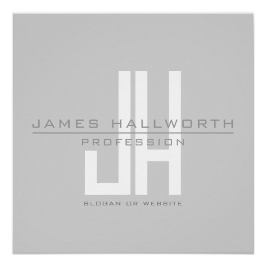 ビジネスモダンモノグラムの検索 | グレイ ポスター (正面)