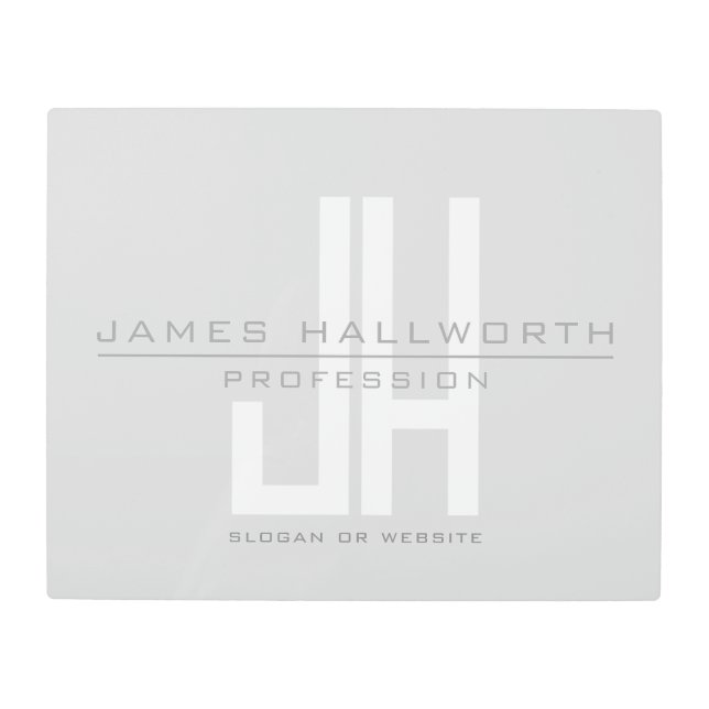 ビジネスモダンモノグラムの検索 | グレイ メタルプリント (正面)