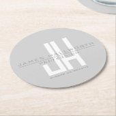 ビジネスモダンモノグラムの検索 | グレイ ラウンドペーパーコースター (アングル)