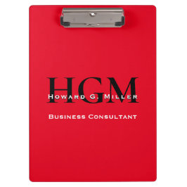 ビジネスモダンレッドブラック3文字モノグラムロゴ クリップボード