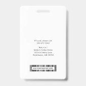 ビジネスモダンロゴと従業員の写真ID バッジ (Back)