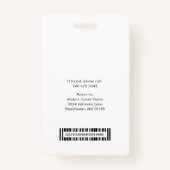 ビジネスモダンロゴと従業員の写真ID バッジ (裏面)