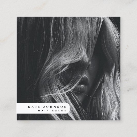 ビジネスモダンロゴの髪のサロン写真 スクエア名刺 (正面)