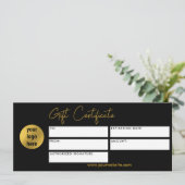 ビジネスモダンロゴギフト証明書黒金ゴールド (スタンド正面)