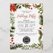 ビジネスモダンロゴクリスマスホリデーパーティー 箔招待状 (正面)