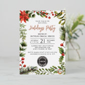 ビジネスモダンロゴクリスマスホリデーパーティー 箔招待状 (立ち正面)