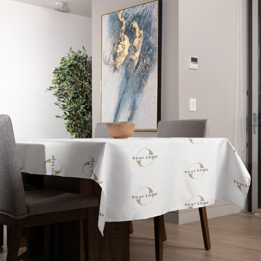 ビジネスモダンロゴクリーンミニマルカンパニー白 テーブルクロス