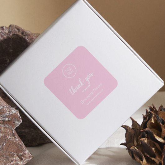 ビジネスモダンロゴサンキュータイポグラフィピンク スクエアシール