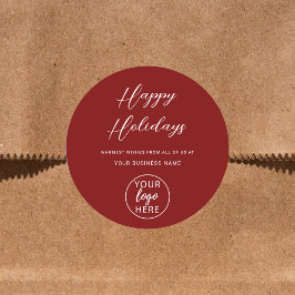 ビジネスモダンロゴスクリプトハッピーホリデー ラウンドシール