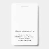 ビジネスモダンロゴスタッフ名ジョブタイトル写真ID バッジ (裏面)